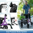 thumbnail image 4 of MAXWALK Rollator Walker for Seniors, 12" Big Rubber Wheels Foldable All Terrain Outdoor Aluminum Rolling Walker with Breathable Mesh Backrest, Height Adjustment for 5-6.5ft, Purple, 4 of 10