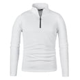 thumbnail image 2 of Turtleneck Shirts for Men Solid Color Zip Neck Men's Thermal Base Layer Warm Winter Casual Layering Tops White 2XL, 2 of 5