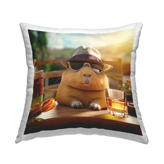Stupell Industries Capybara Enjoying Drink Decorative Printed Throw Pillow Design by Jim Baldwin