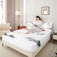 thumbnail image 4 of Castle Fairy Kids Teens Adults Sakura Crane Twin Sheet Sets,Black Red Bedding, 4 of 7