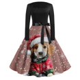 thumbnail image 2 of Christmas Dresses for Women Women's Casual Fashion Printed Retro Square Neck Long Sleeve Dress with AI Christmas Print for Holiday Party,Camel,L, 2 of 4