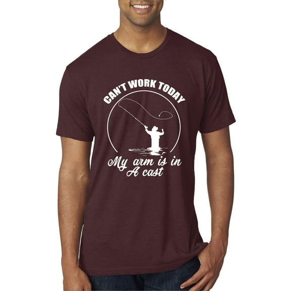 Wild Bobby, Can't Work Today My Arm Is In A Cast, Fishing, Men Premium Tri Blend Tee, Cardinal, X-Large