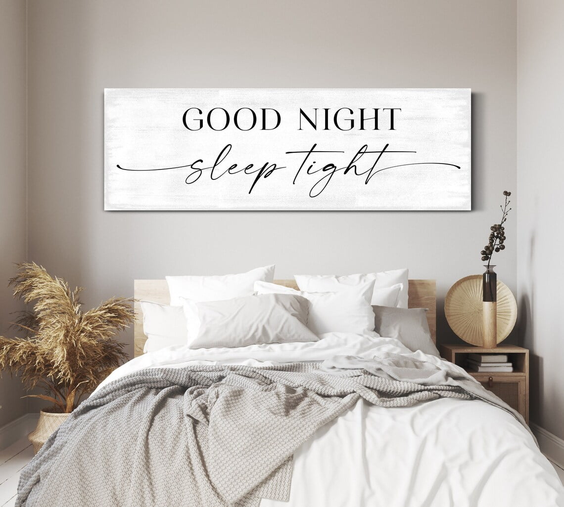 Above Bed Wall Art Print Good Night Sleep Tight Quote Poster Canvas