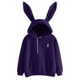 thumbnail image 1 of Wolfast Womens Long Sleeve Rabbit Hoodie Sweatshirt Pullover Tops Blouse Purple M, 1 of 5