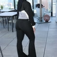 thumbnail image 4 of Dazajoo Women's Color Block 2 Piece Tracksuit Sets Long Sleeve Zip Up Crop Jacket and Flare Pants Casual Lightweight Yoga Sweatsuits,Black,M, 4 of 7