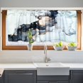 thumbnail image 4 of OUSITAID Marble Pattern Rod Pocket Kitchen Curtain Tier and Valance Set  3-Piece  Blue  54” x 36”, 4 of 7