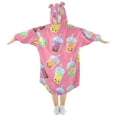 thumbnail image 2 of joogoo Wearable Blanket Boba Bubble Tea Pink Hoodie for Oversized Sherpa Hooded 3-14 YR M, 2 of 7
