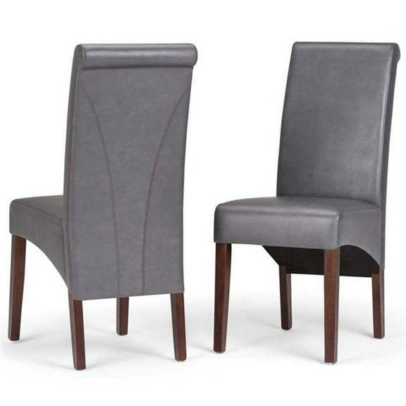Trent Home Transitional Dining Chair in Stone Gray Faux Leather (Set of 2)
