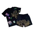 thumbnail image 1 of Estilo callejero hip-hop para hombres y mujeres, camisetas holgadas de manga corta con estampado de letras, trajes deportivos informales de verano para hombres, 1 of 5