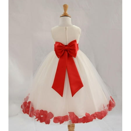 

Ekidsbridal Satin Ivory Red Tulle Rose Petal Flower Girl Dress Christmas Party Bridesmaid Holiday Wedding Pageant Birthday 302T 8
