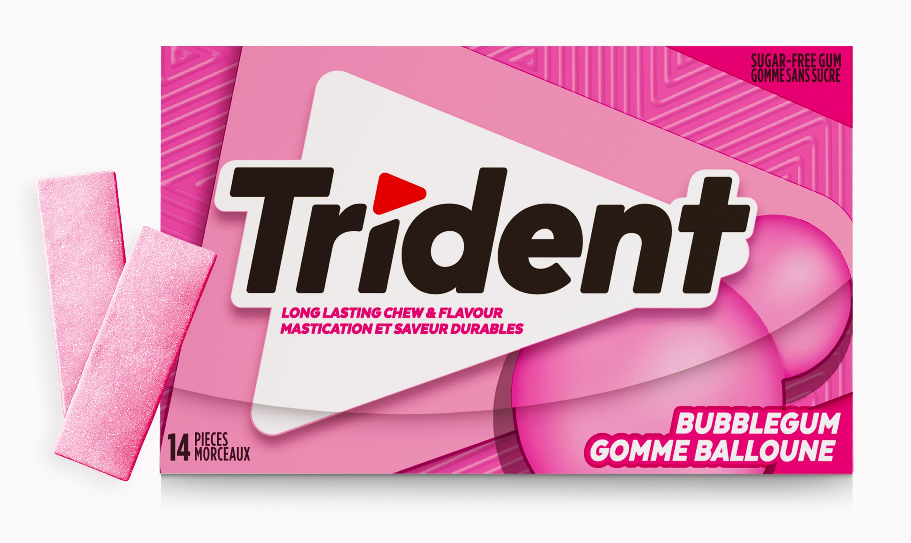 Trident, Bubble Gum Sugarfree Gum Multipack- Pack of 3 (42 Pieces), 3 Pack (14 pcs ea), 42ct