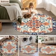 thumbnail image 5 of Non-Slip Rug Pad Rugs Abstract Flower Leaf Ethnic Style Round Area Rugs 5Ft Soft Carpet Pads for Living Room Kids Room, Orange Gradient Abstract Art, 5 of 9