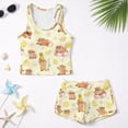 thumbnail image 6 of Psesaysky Hawaii Capybara Pineapple Girls Tankini Swimsuit 2 Piece Bathing Suits for Girls Plumeria Print Round Neck Swim Tank Top and Drawstring Bottoms for 6-15Y, 6 of 7