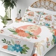 thumbnail image 4 of Ambesonne Easter Fitted & Top Sheet Set with Shams, Pastel Bunny Flowers Cartoon, Coral Beige, 4 of 7