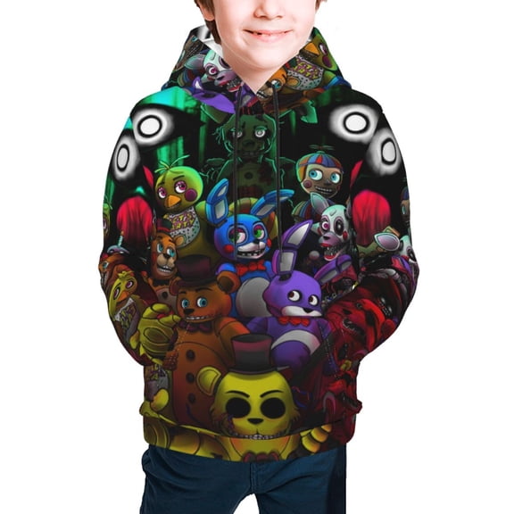 Youth Five Nights At Freddy'S Hoodies 3D Print Pullover Hooded Sweatshirt With Pocket For Boys Girls Teen Large