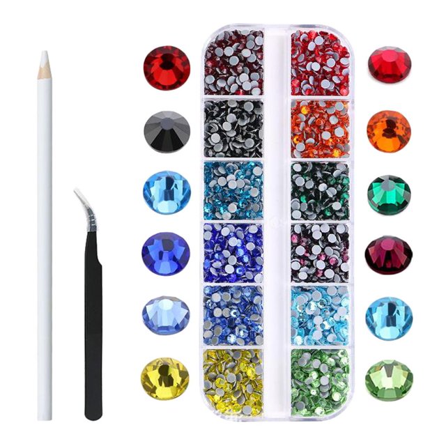 1728-4320 piezas de de imitación para decoración de uñas, de imitación con parte posterior plana de cristal con pinzas de selecció Muticolor Macarena Adorno de pedrería