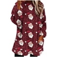 thumbnail image 3 of lcziwo Wine Womens Ugly Christmas Sweatshirts Warm Flannel Tunic Tops Cute Xmas Graphic Crewneck Pullover Sweaters with Pockets L, 3 of 6