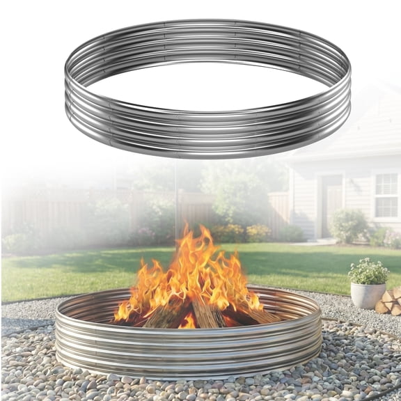 Fire Ring Pit 5FT Diameter Camp Fire Pit Heavy Duty Galvanized Steel,Silver
