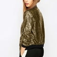 thumbnail image 5 of XFLWAM Womens Bomber Jacket Sparkly Sequin Fitted Zip up Front Blazer Long Sleeve Casual Glitter Fall Winter Cute Outwear Gold S, 5 of 8