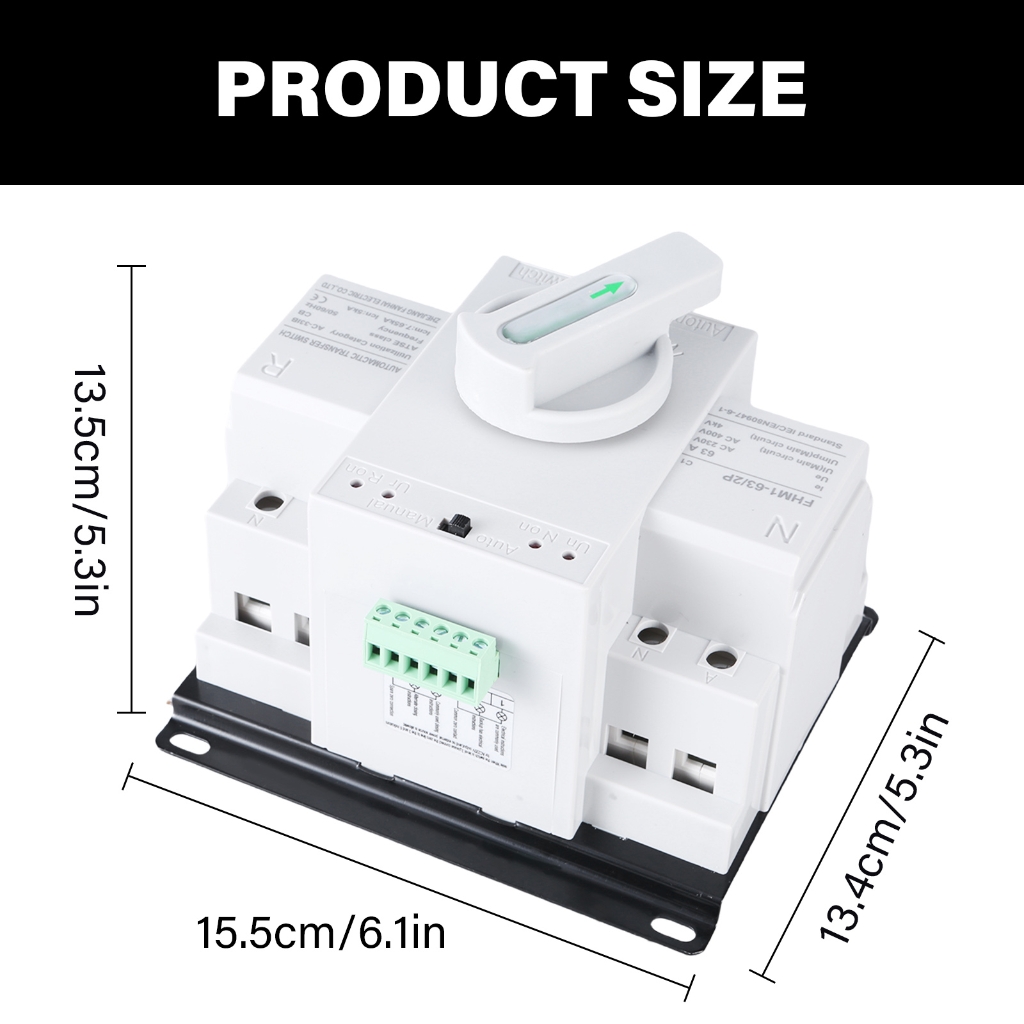 Ciwanning Industrial 63A 220V/110V Automatic Transfer Switches Manual Circuit Breaking Auto Transfer Switches with Manual Control