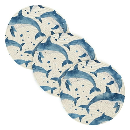 

3 Placemat Pan Bowl Mat Teacup Mat 15x15x24 Inch Tray Mat Kitchen Pot Mat Hot Pot Mat Teapot Mat Table Protective Mat Cartoon Dolphin