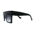 thumbnail image 3 of Retro Mobster Squared Flat Top Plastic Rectangular Sunglasses Shiny Black Smoke, 3 of 4
