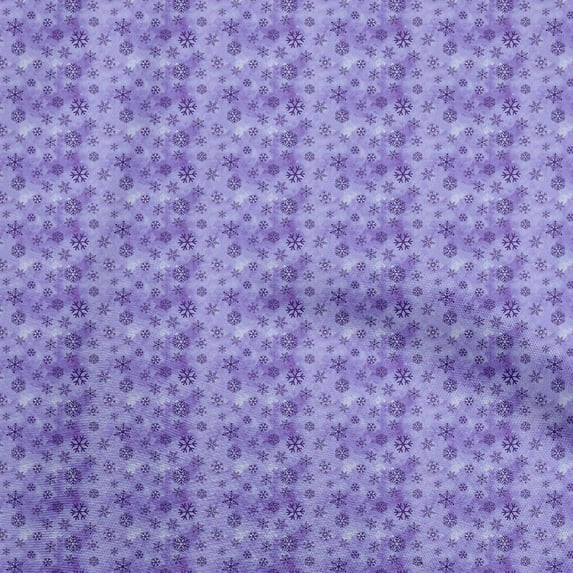oneOone Cotton Cambric Purple Fabric Christmas Snow Flakes Craft Projects Decor Fabric Printed By The Yard 56 Inch Wide