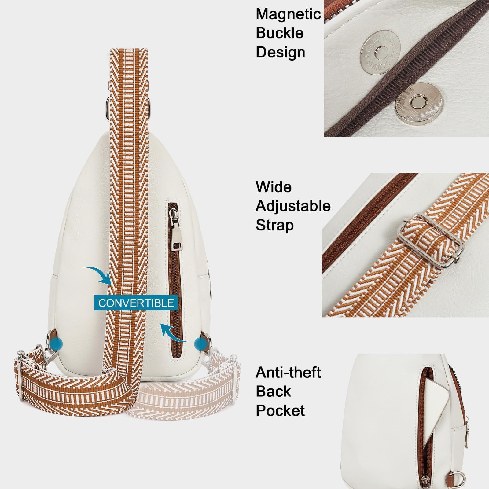 HMSHA Crossbody Bags for Women Men Trendy Sling Bag Casual Chest Bag with Convertible Shoulder Strap Large Capacity Anti Solid Color Crossbody Bag For Daily Travel Anti Theft Crossbody Bag