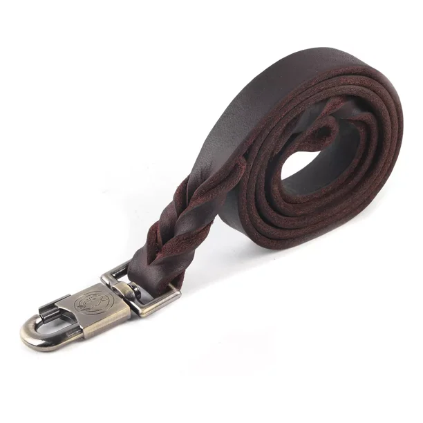 1 Collar Y Correa De Cuero Suave Para Perros En Cadena Trenz