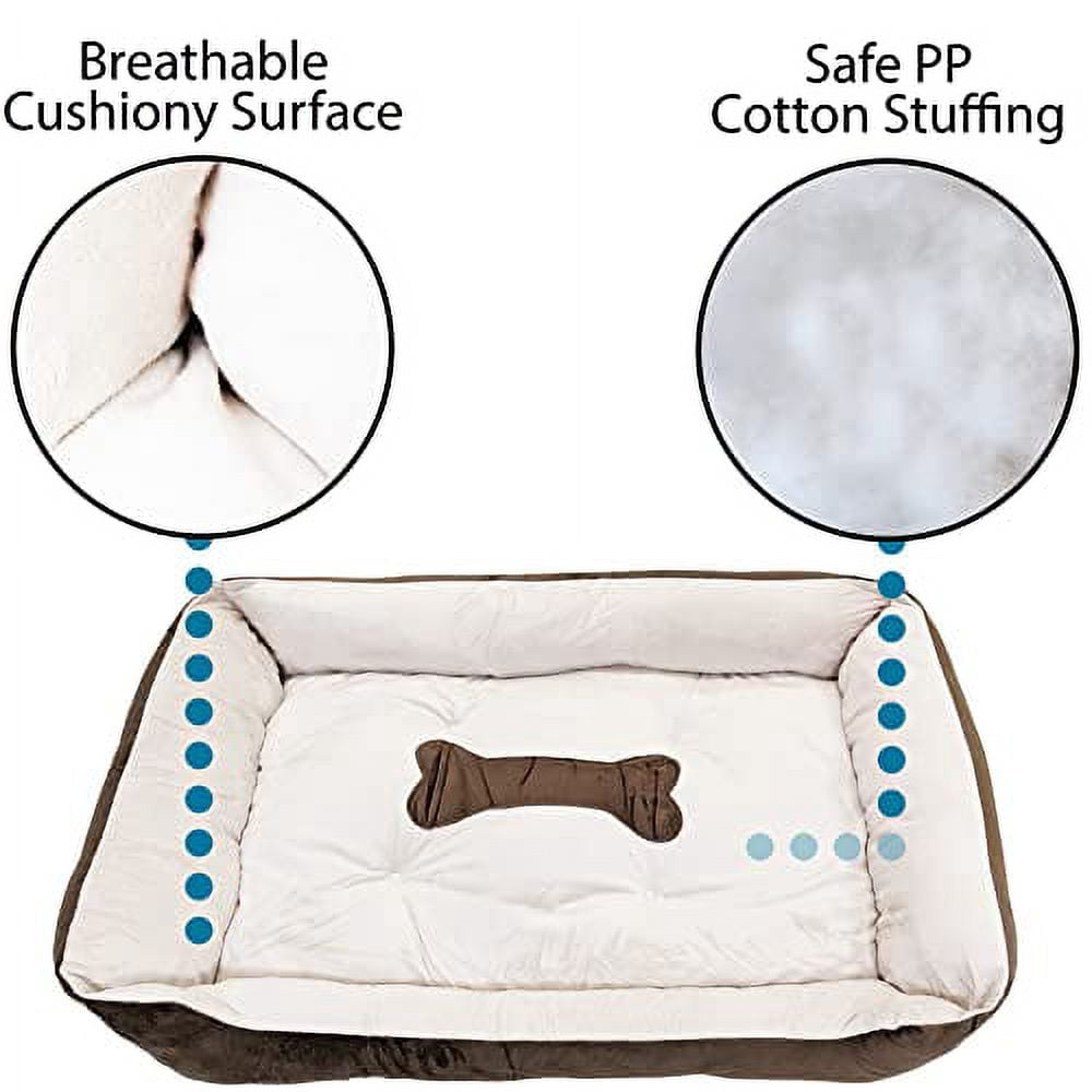 Large 31"×24" Luxury Pet Bed for Dogs or Cats - Super Soft, Machine Washable, Waterproof Non-Slip Underside, Low Front Wall for Easy Entering & Exiting