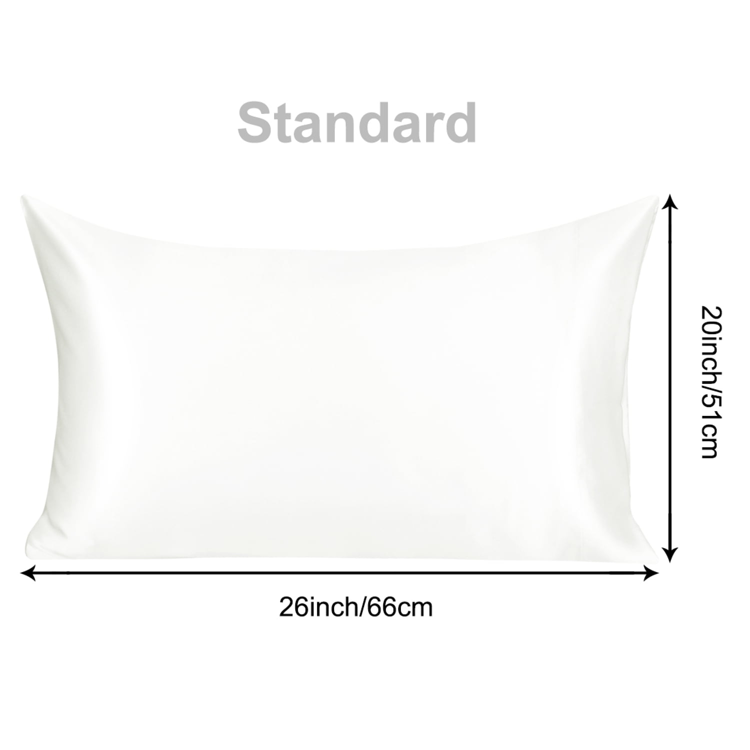 PiccoCasa 19 Momme Pure Silk Pillowcase with Envelope Closure, Standard Pearl White
