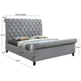 thumbnail image 6 of 1pc Beautiful Queen Size Fabric Upholstered Button Tufted Tall Headboard Bed Gray Finish, 6 of 6