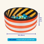 Battat Hop in Ball Pit Construction Foam Ball Pit with 65+ Balls and Washable Cover, Toddler and Indoor Preschool Toys