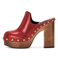 thumbnail image 2 of YDN Women's Wooden Platform Heeled Mules Closed Round Toe High Block Heel Slip On Clogs Shoes with Studs Evening Party Daily Outfit Footwear Size 16 Red, 2 of 6