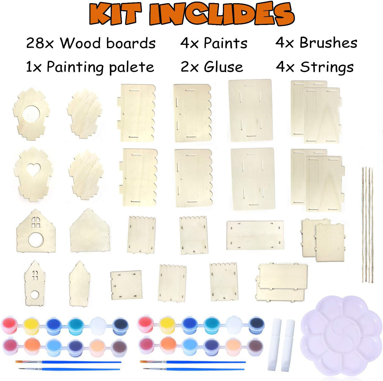 Beautysureup 4-Pack DIY Wooden Birdhouse Craft Kit photo 5