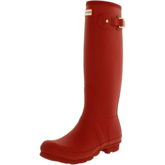 Hunter Original Tall Rain Boot, Natural Rubber, Sherpa Lining, Non Slip Tread - 8M - Military Red