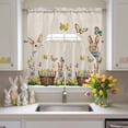 thumbnail image 2 of Easter Rabbit Swag Curtains Valance & Tier Set, Vintage Basket Colorful Egg Floral Linen Texture 3 Pcs Set Kitchen Swag Valances and Tiers 24 Inch Length Rod Pocket Curtain Drapes for Bedroom, 2 of 9
