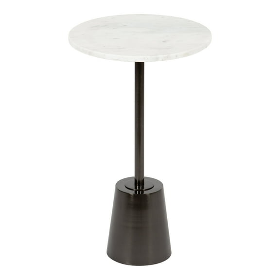 Kate and Laurel Tira Round Side Table, 14 x 14 x 24, White and Gray, Decorative Pedestal Style End Table for Use as a Bedroom Nightstand or Living Room Accent