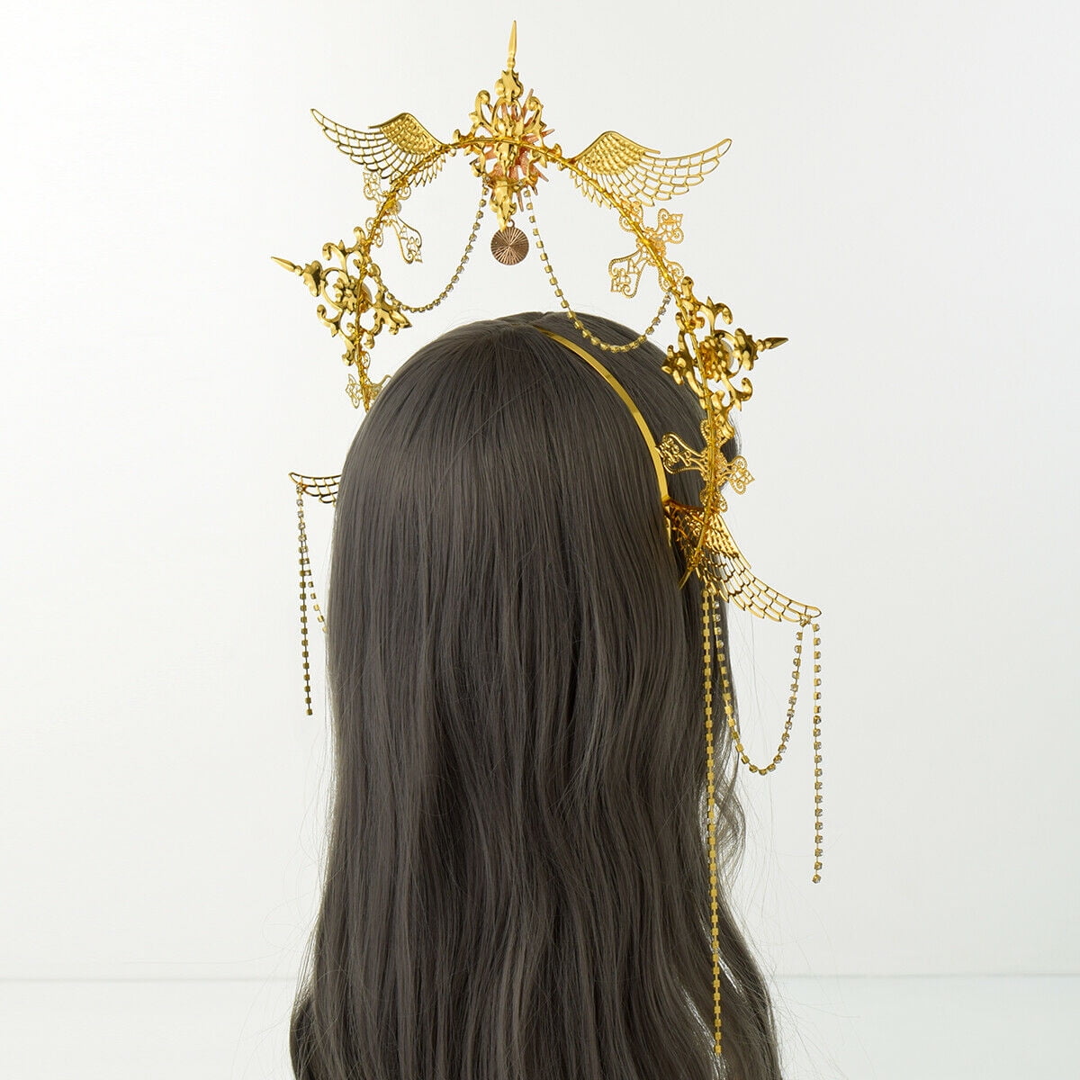 FOMIYES 3pcs Our Lady's Headband Spiked Goddess Headpiece for Women Goddess  Headband Mary Hair Band Aura Rings for Women Goddess Hair Band Head Band