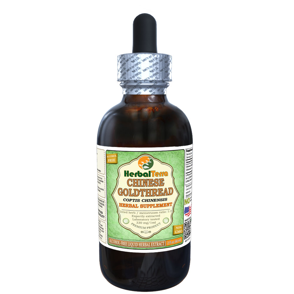 Chinese Goldthread (Coptis Chinensis) Glycerite, Dried Root Alcohol-FREE Liquid Extract (Herbal Terra, USA) 2 oz - image 1 of 2