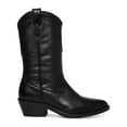 thumbnail image 3 of Steve Madden Laredo Black Leather Modern Western Cowboy Mid Calf Classic Boots (Black Leather, 7.5), 3 of 8