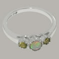 thumbnail image 6 of LBG British Made Traditional Solid 14k White Gold Ring with Natural Opal & Peridot Womens Promise Ring - 33 size options - Size 4.25, 6 of 7