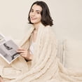 thumbnail image 5 of ROSEKIND Home Fleece Throw Blanket for Couch or Bed, 3D Jacquard Decorative Blankets | Cozy Soft Fuzzy Flannel Blanket All Seasons & Occasion, Gifts for Women, 30×40in, Warm Oatmeal, 5 of 8