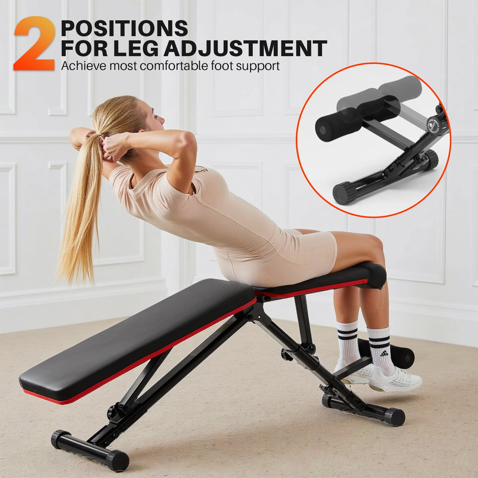 Simenmax Adjustable Weight Bench for Home Gym, 9-Position Incline/Decline, Foldable, Heavy Duty Workout Bench for Full Body Training (Chest, Legs, Abs, Dumbbell Exercises)