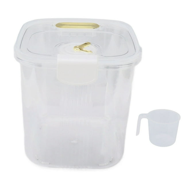 Airtight Rice Container Stackable Transparent Rice Bucket with Date for Grain Flour Snacks Sugar L 10kg/22.0lb White
