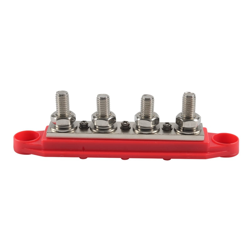 Bus Bar 12V 300A Power Distribution Block 4 X 3/8In Studs 12V Automotive Marine Battery Busbar Terminal Block with Cover