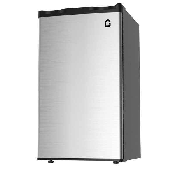 BeesClover 3.2 Cu. Ft Mini Fridge with Freezer, Compact Refrigerator with Single Door, Energy Saving, Small Fridge Adjustable Thermostat Control, Mini fridge for Bedroom, Dorm, Office, Silver