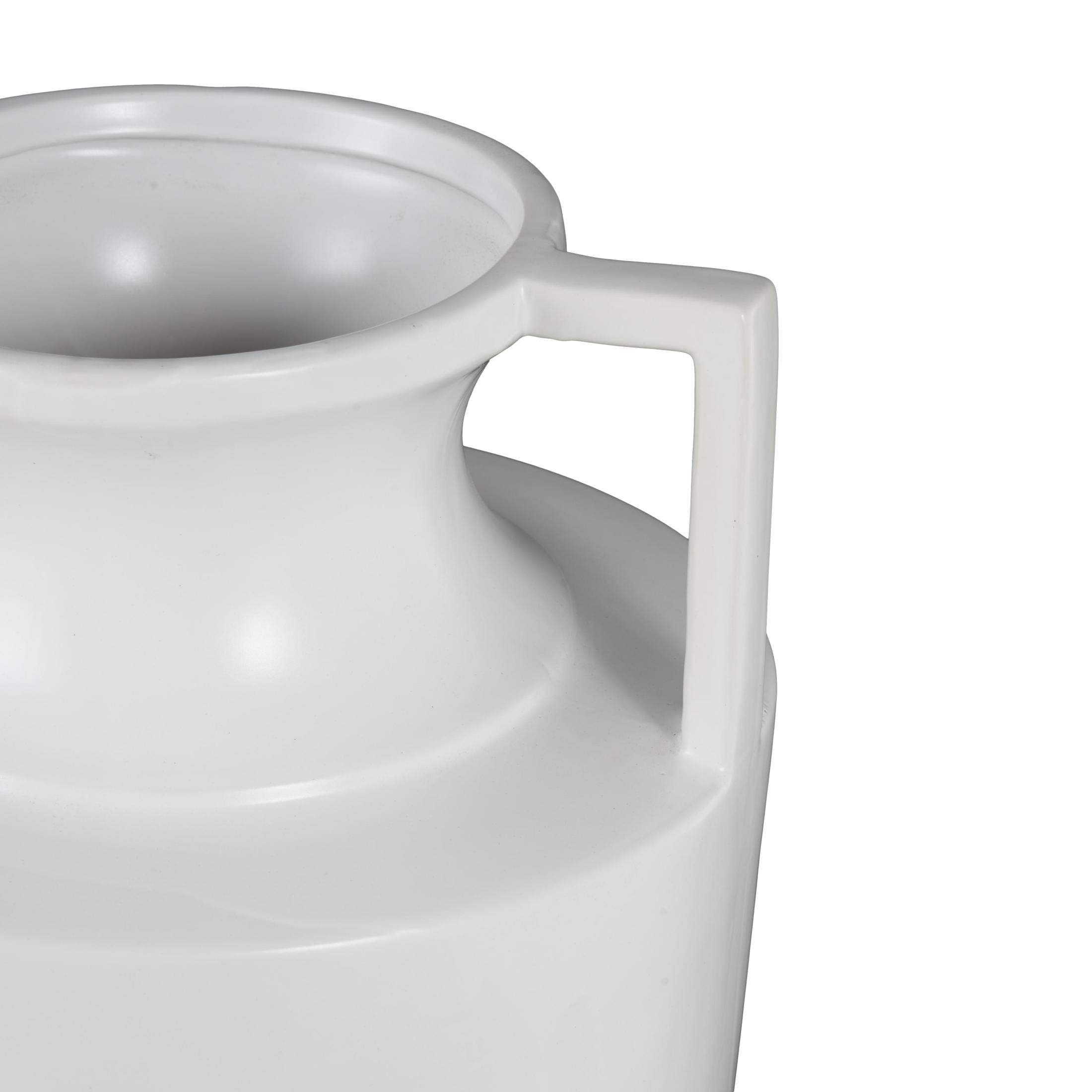 DecMode 22" Fluted Urn Shaped White Ceramic Vase with Handles