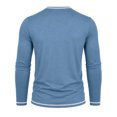 thumbnail image 6 of JIAYUE Men's T Shirt Fashionable Contrast Color Trim Henley Long Sleeve Shirts V Neck Buttons Placket Slim Fit Casual Pullover Tops For Commute Travel And Daily Comfortable Wear, 6 of 7