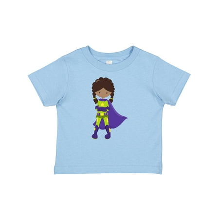 

Inktastic African American Girl Superhero Girl Purple Cape Gift Baby Girl T-Shirt